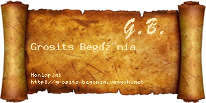 Grosits Begónia névjegykártya